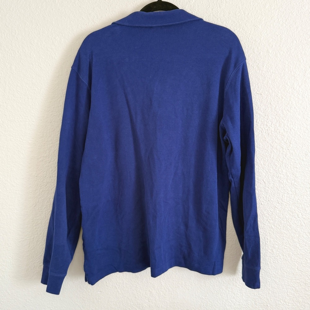 Polo Ralph Lauren Mens Large Estate Rib Quarter Zip Blue Flesh Pony Cotton - Picture 3 of 9